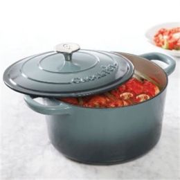 Crock Pot Artisan 7-Quart Round Enamel Cast Iron Dutch Oven, Slate Gray