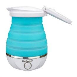 Brentwood KT-1508BL Dual Voltage 120/220v 0.8L Collapsible Travel Kettle, Blue