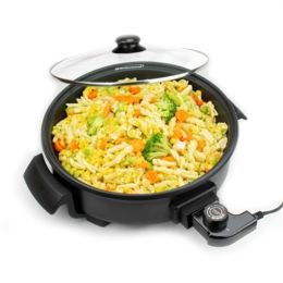 Brentwood SK-67BK 12-Inch Round Non-Stick Electric Skillet with Vented Glass Lid, Black