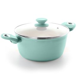 Gibson Home Plaza Cafe Aluminum 4.5 Qt Dutch Oven with Soft Touch Handles in Sky Blue