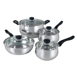 Oster Rametto 8 Piece Stainless Steel Kitchen Cookware Set with Glass Lids