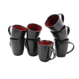 Gibson Elite Soho Lounge 12 oz. Mug Set in Red, Set of 8