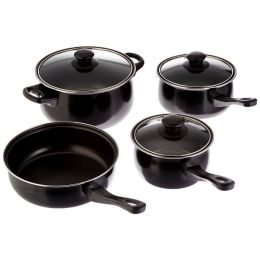 Gibson Home Chef Du Jour 7 Piece Carbon Steel Nonstick Cookware Set in Black