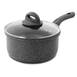 Oster Cuisine Echodale 2 Quart Aluminum Nonstick Saucepan with Lid in Grey Speckle