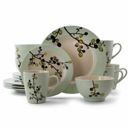 Elama Retro Bloom 16 Piece Luxurious Stoneware Dinnerware with Complete Setting for 4