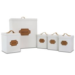 MegaChef Kitchen Food Storage and Organization 5 Piece Canister Set in White