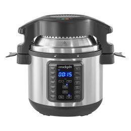 Crock-Pot - 8-Qt. Express Crock Programmable Slow Cooker and Pressure Cooker with Air Fryer Lid - Stainless Steel
